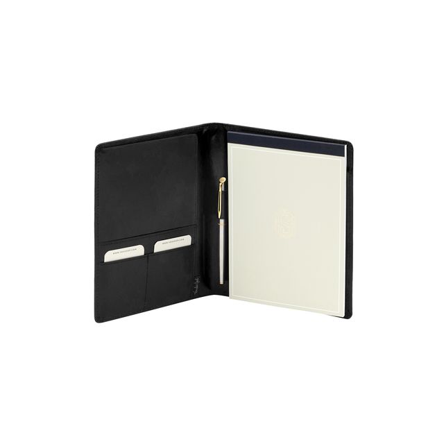 Van der Spek - Carpeta de escritura A5 piel de búfalo negro