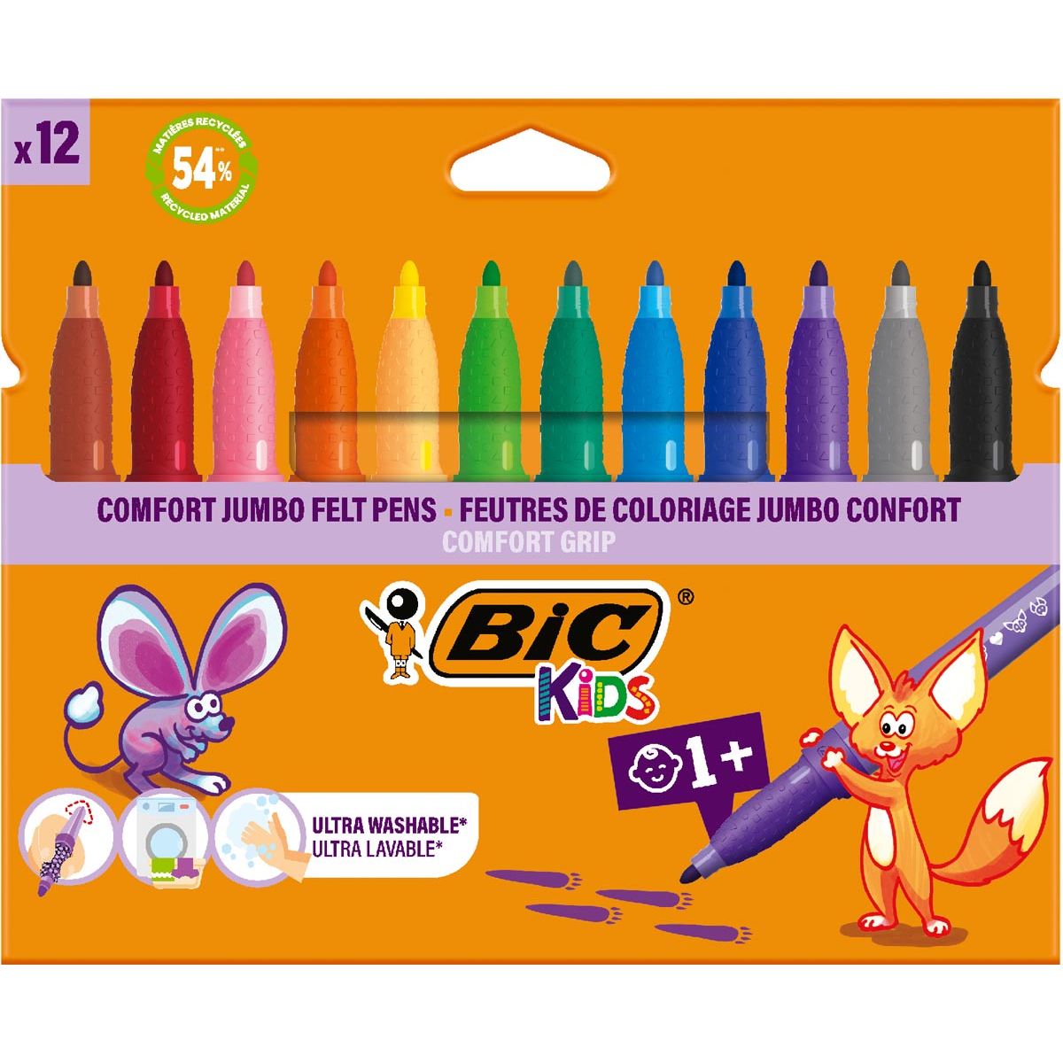 Bic Kids - Kids Comfort Filzstifte, Karton mit 12 Stück