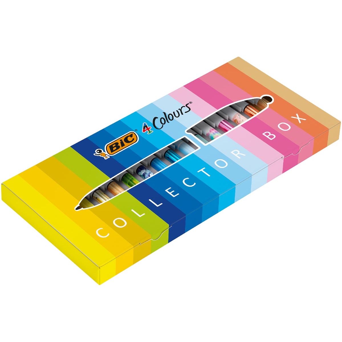 BIC - Colours Collector Box 4-kleurenbalpen, medium, klassieke, pastel en fasion inktkleuren, doos van 15 s