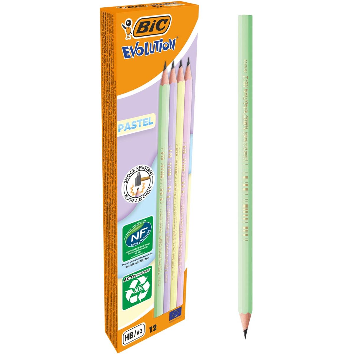 Bic - Graphitstift Evolution tel HB, Schachtel mit 12 Stück, sortiert