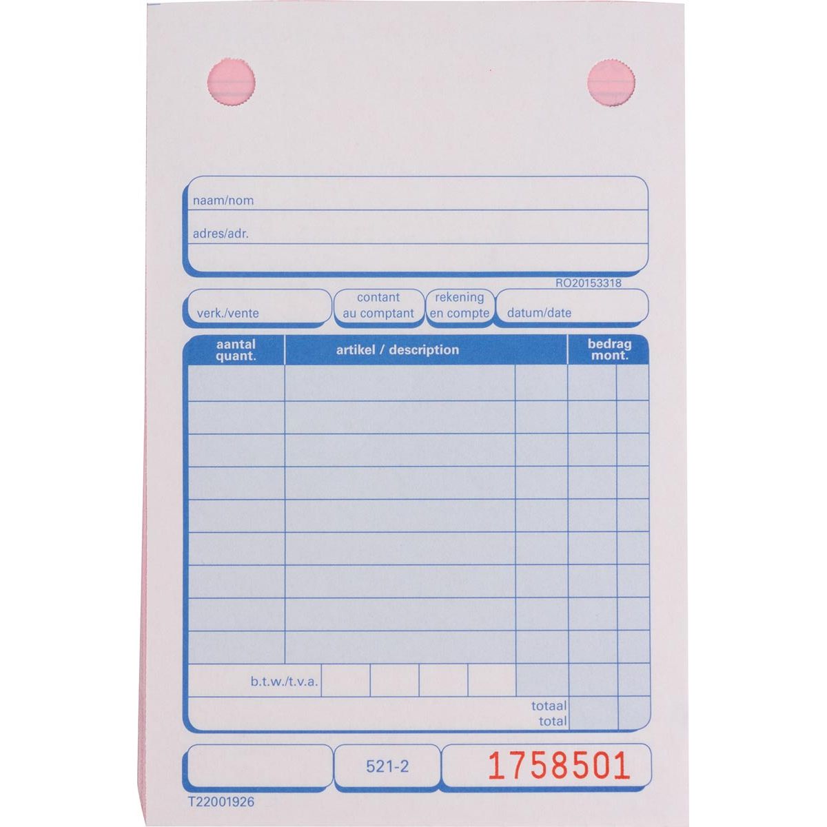 Galerie - recharge pour machines à tickets numérotant 1 180 000, 100 feuilles doubles