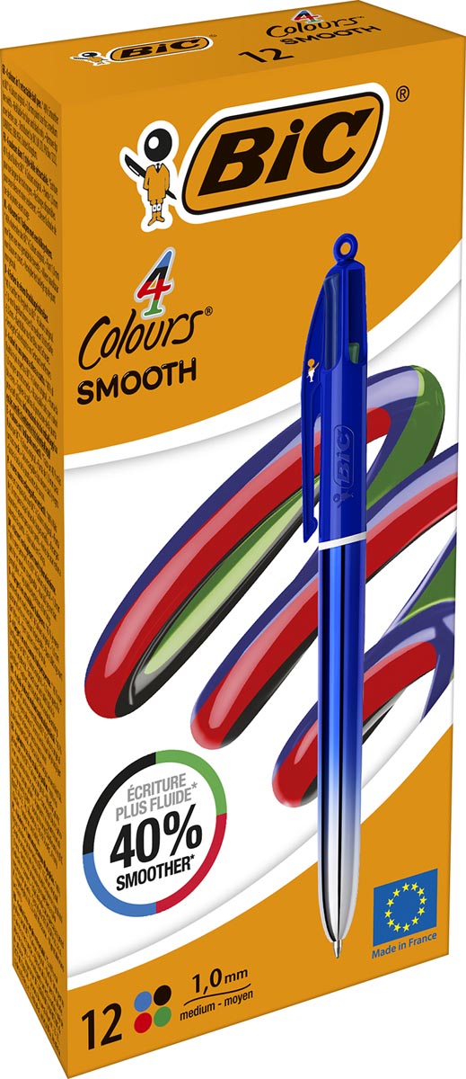 Bic - Colours Smooth Gradiant 4-kleurenbalpen, medium, blauw
