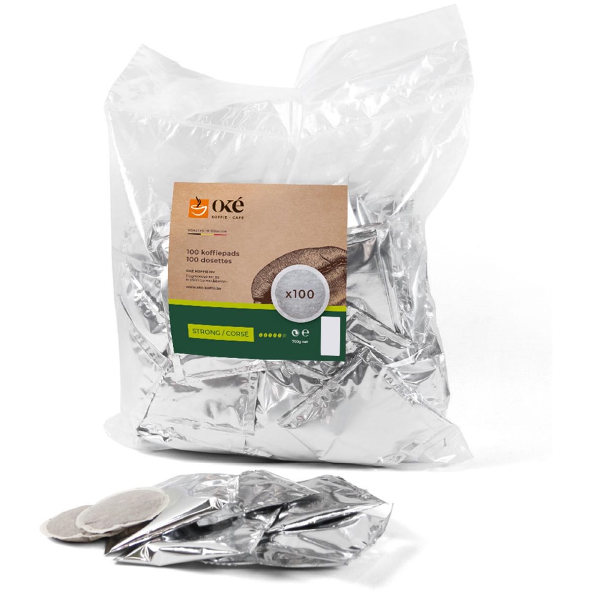 OKE Koffie - Oké koffiepads, o compatible, Strong, pak van 100 pads