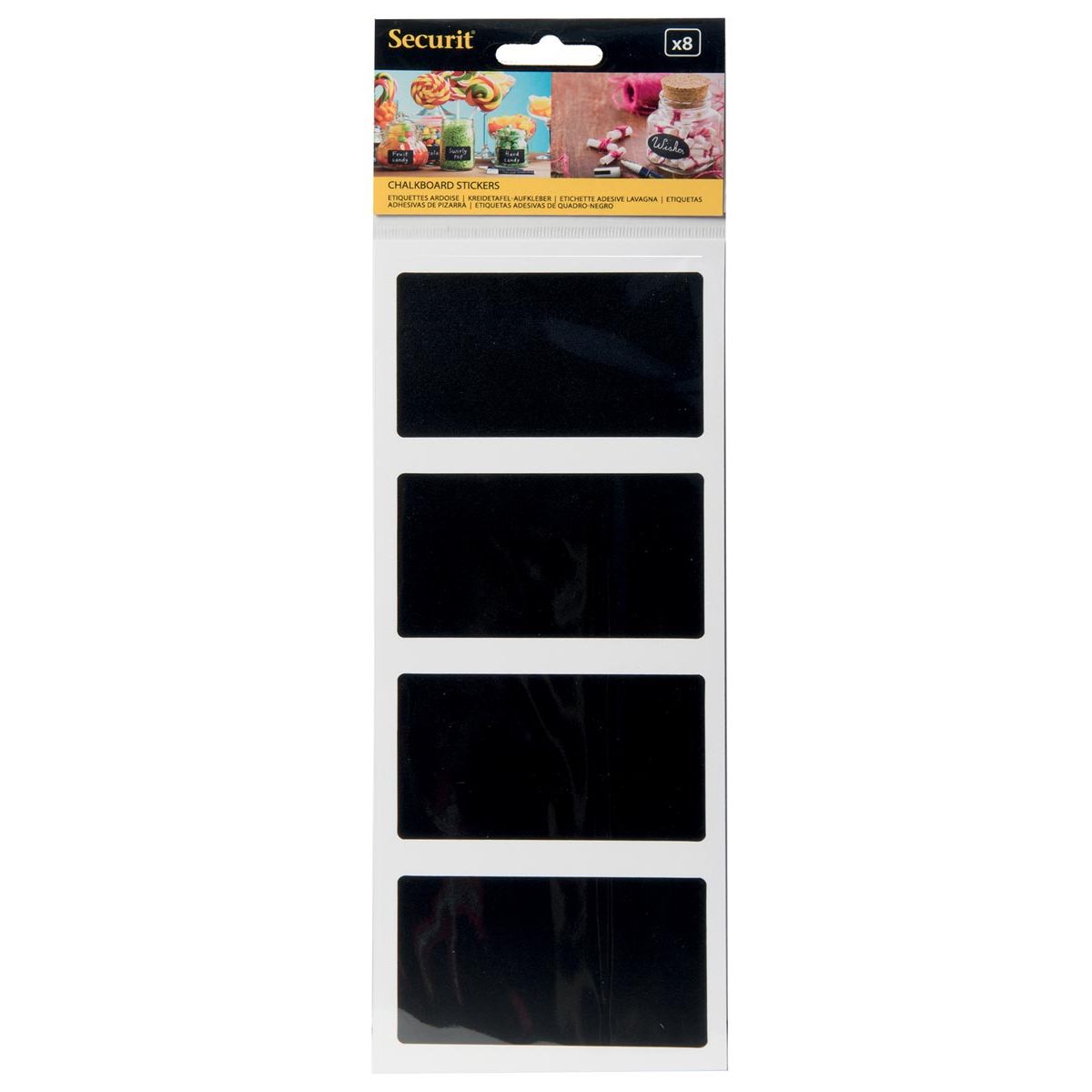 Securit - chalkboard sticker self-adhesive, rectangular, blister with 8 pieces