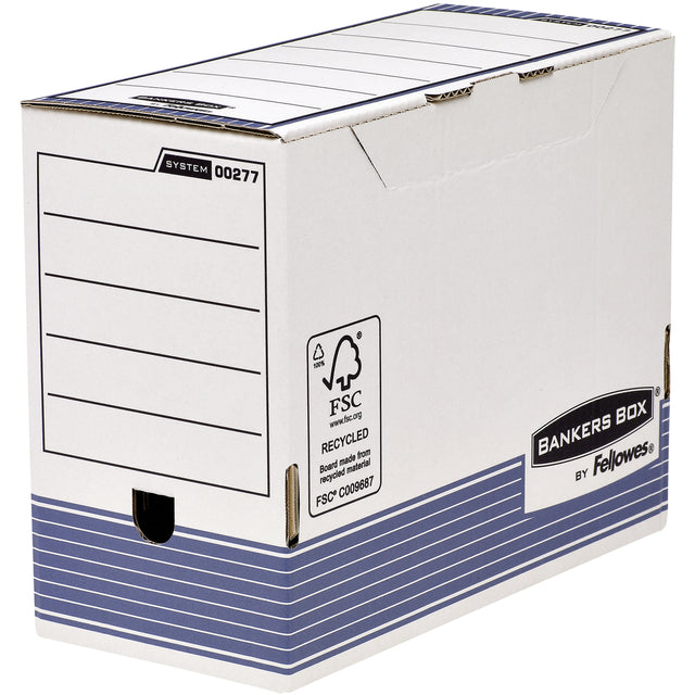Bankers Box - Caja de archivo System A4 150mm blanco azul