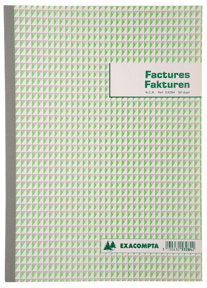 Exacompta - carnet de factures, pi 29,7x21 cm, bilingue, duplicata (50 x 2 feuilles)