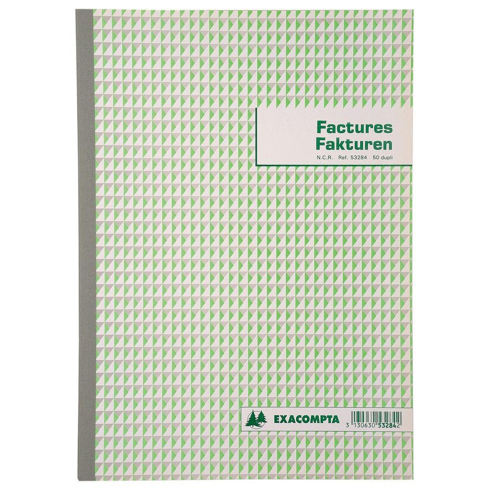 Exacompta - libretto fatture, ft 29,7x21 cm, bilingue, duplicato (50 x 2 fogli)