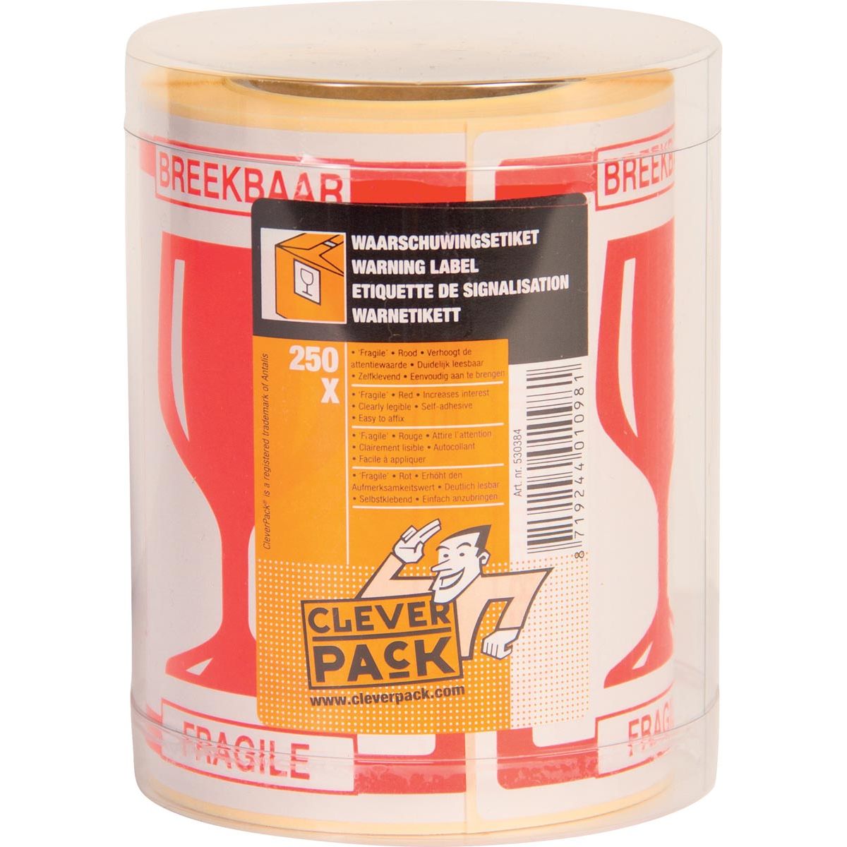 Cleverpack - etiketten breekbaar, pak van 250 stuks