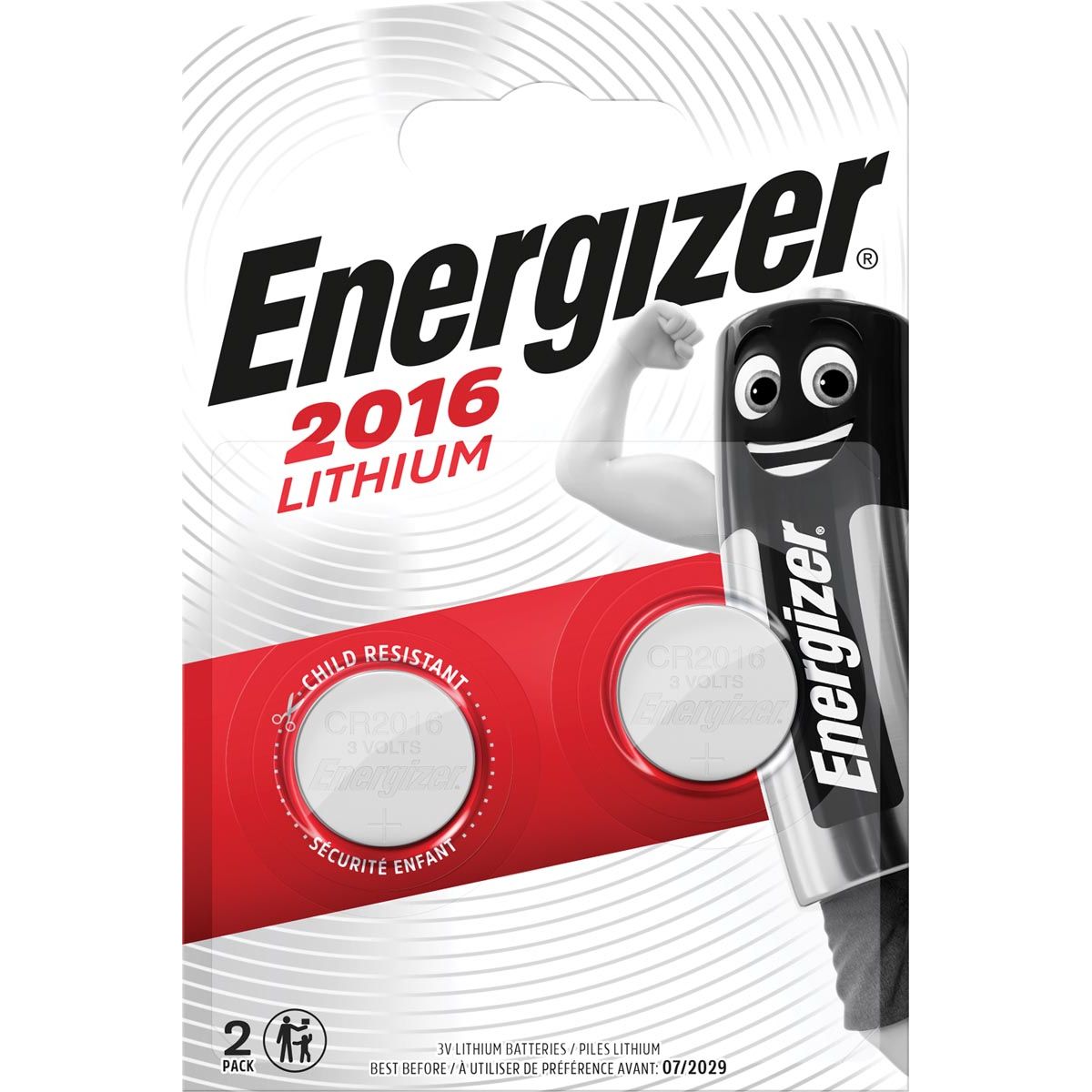 Energizer - knoopcel CR2016, blister van 2 stuks