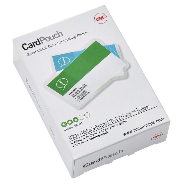 GBC - Pochette de plastification pochette pour carte 65x95mm 2x125mic