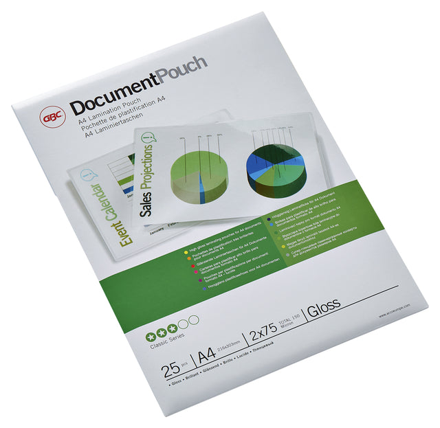 GBC – Laminierfolie A4 2x75 Mikron glänzend