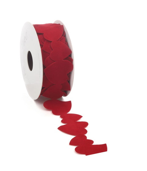 Ribbon Vellu heart ribbon red 38.5mm x 5 meters