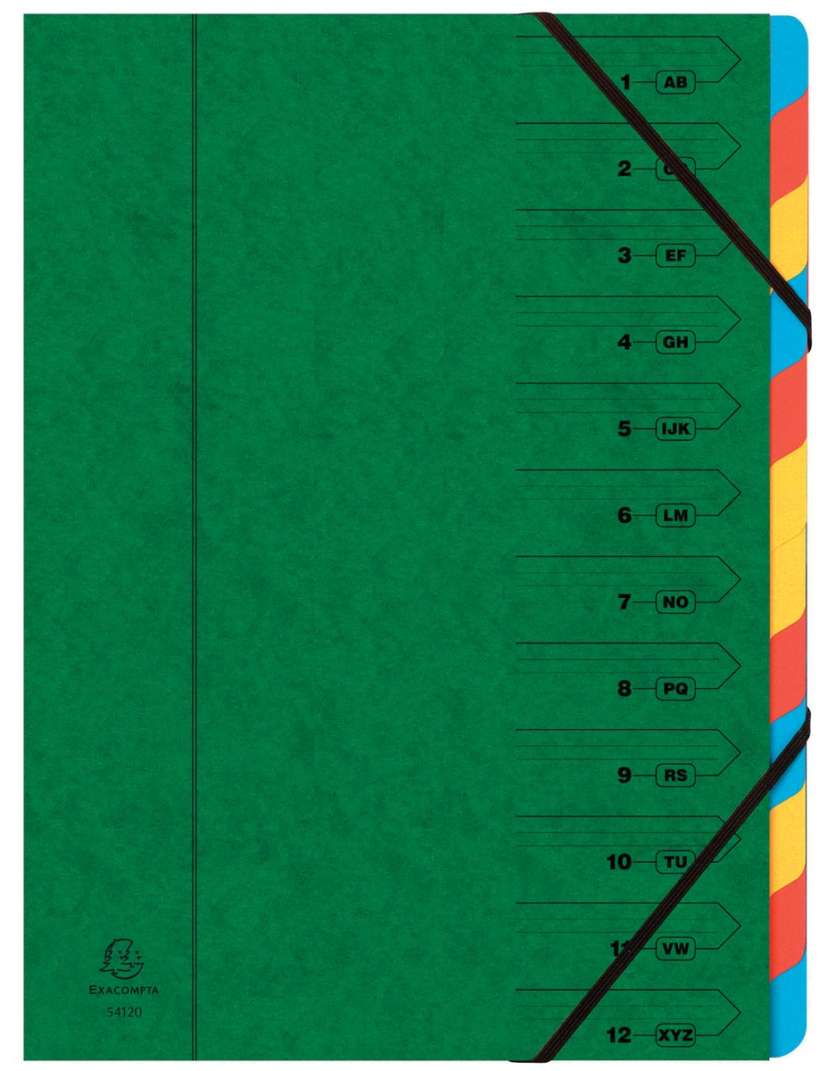 Exacompta - Cartella di smistamento 12 parti, verde