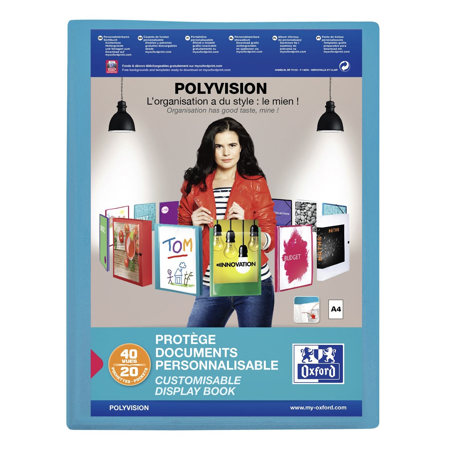 Oxford - lbum Polyvision A4 20-tassen PP blauw