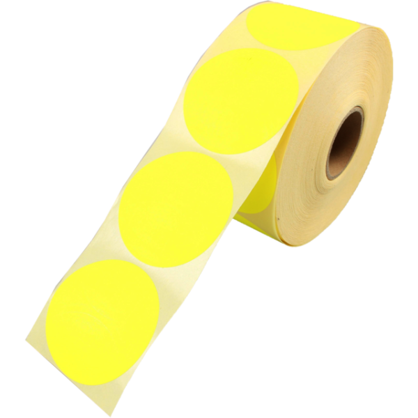 Klika - Etiqueta | Etiqueta publicitaria | papel | permanente | ∅62mm | flúor/amarillo | rollo de 1500 piezas
