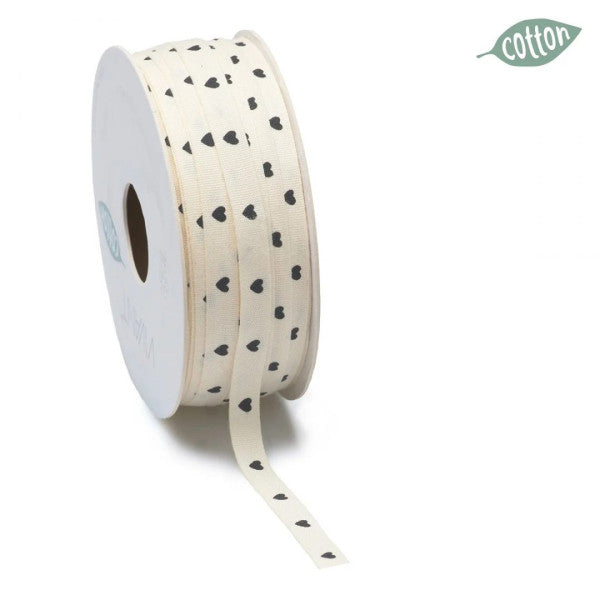 Valentine - Band COTTON Cuore creme 8mm x 25meter