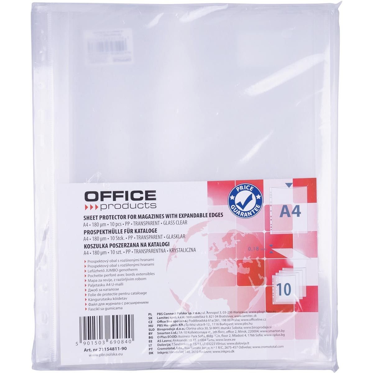 OFFICE products - harmonica showtas, A4, PP, 180 micron, glashelder