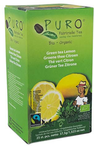 Puro - Bio thee Citroen, groene thee, fairtrade, pak van 25 zakjes