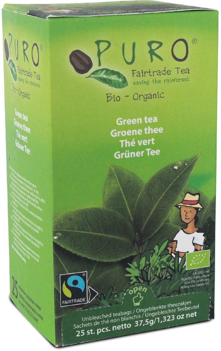 Puro - Thé biologique, thé vert, commerce équitable, paquet de 25 sachets