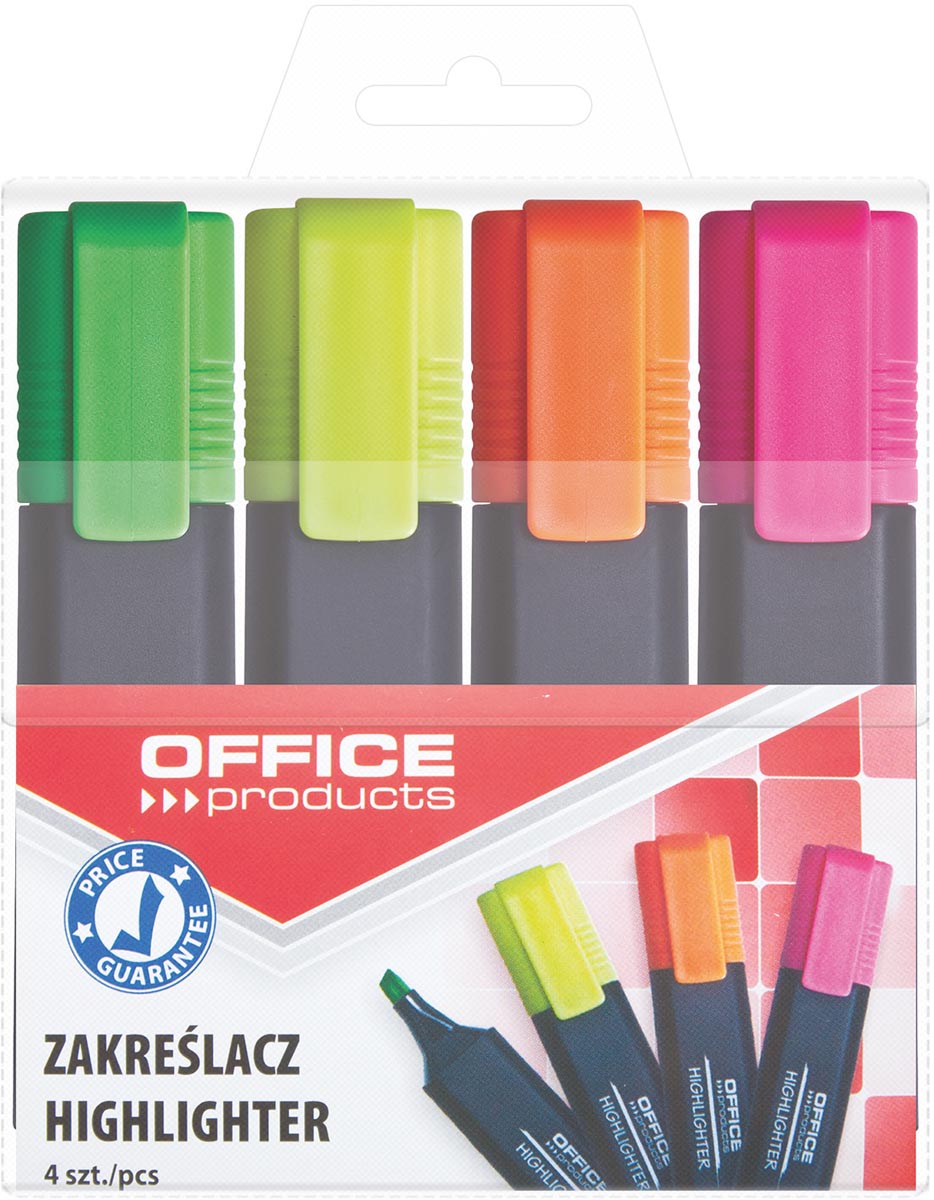 Prodotti per ufficio - evidenziatori, set da 4, assortiti