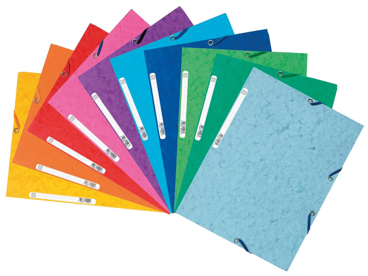 Exacompta - elastomap, 3 kleppen, ft A4, geassorteerde kleuren, pak van 10