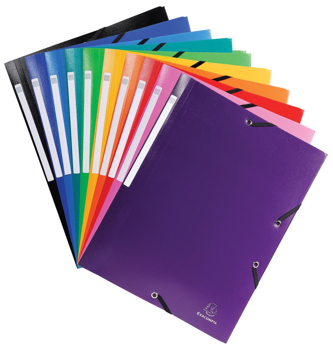 Exacompta - elastomap 10 geassorteerde kleuren: zwart, donkerblauw, lichtblauw, turkoois, groen, geel, o...