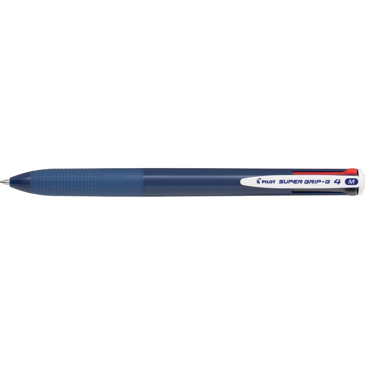 Pilot - Super Grip G-4 4-kleurenbalpen, medium, klassieke inktkleuren, blauw lichaam
