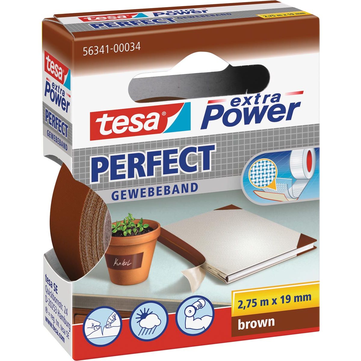 Tesa - extra Power Perfect, piedi 19 mm x 2,75 m, marrone