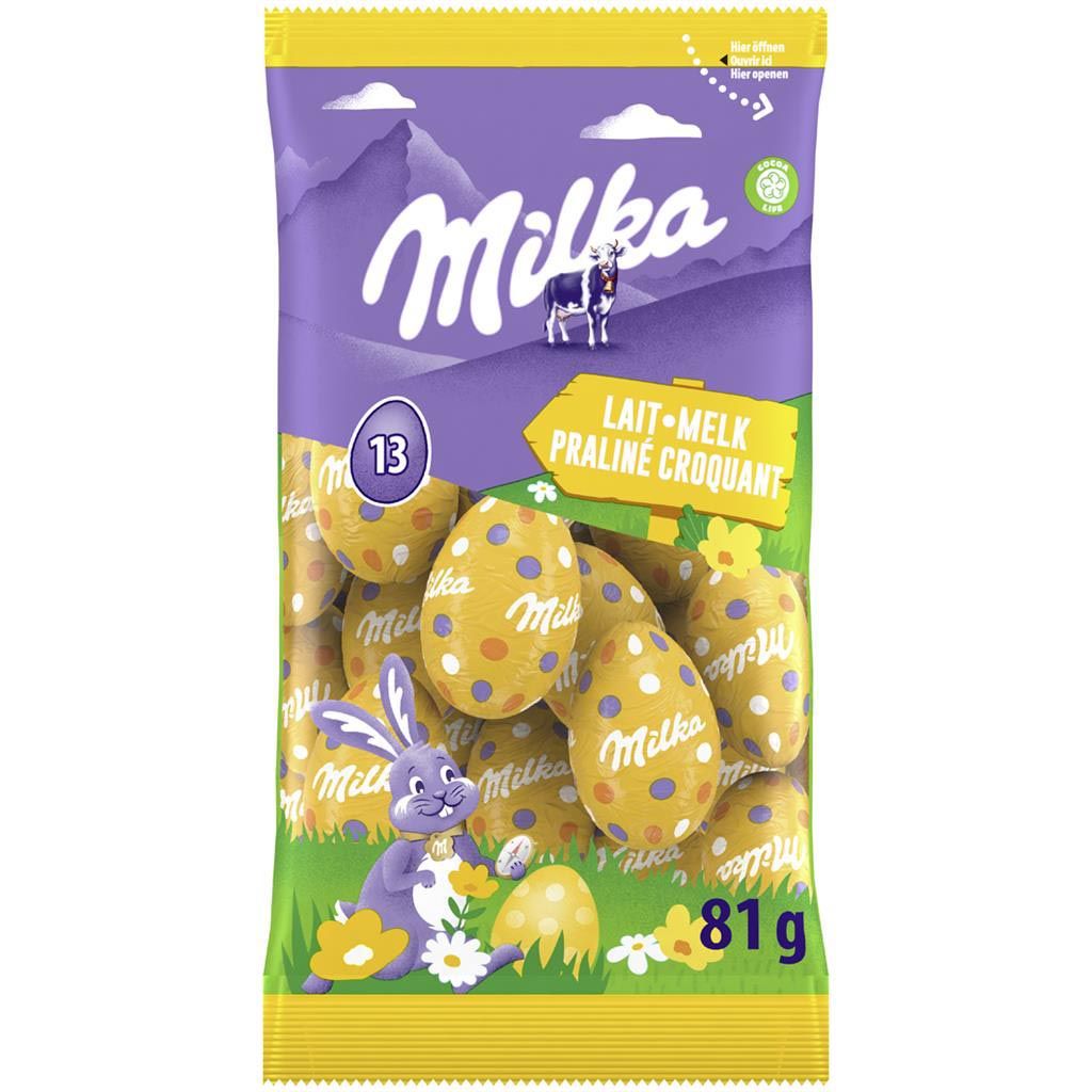 Milka - paaseitjes, 81 g, melk praliné