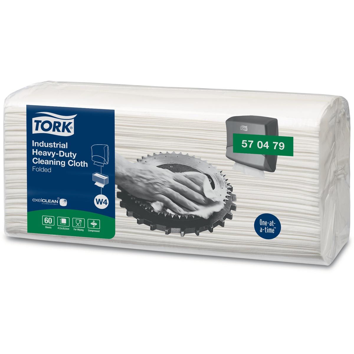 Tork - Paño de limpieza industrial resistente, 60 hojas, sistema W4, blanco