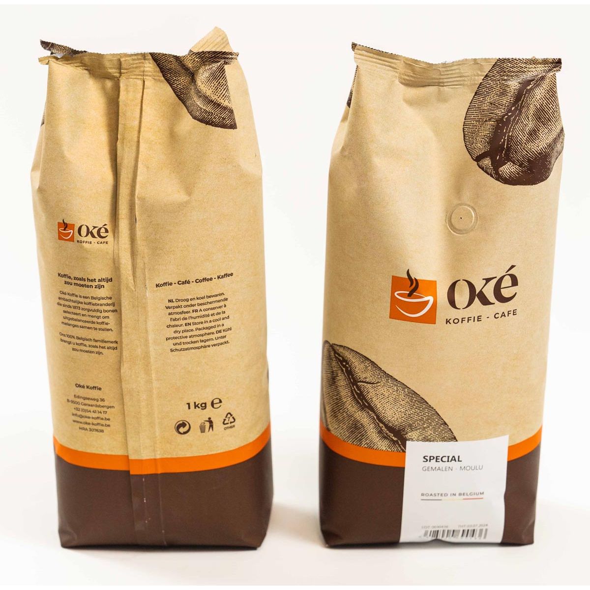 OKE Koffie - Caffè OK, macinato, sacchetto da 1 kg, Speciale