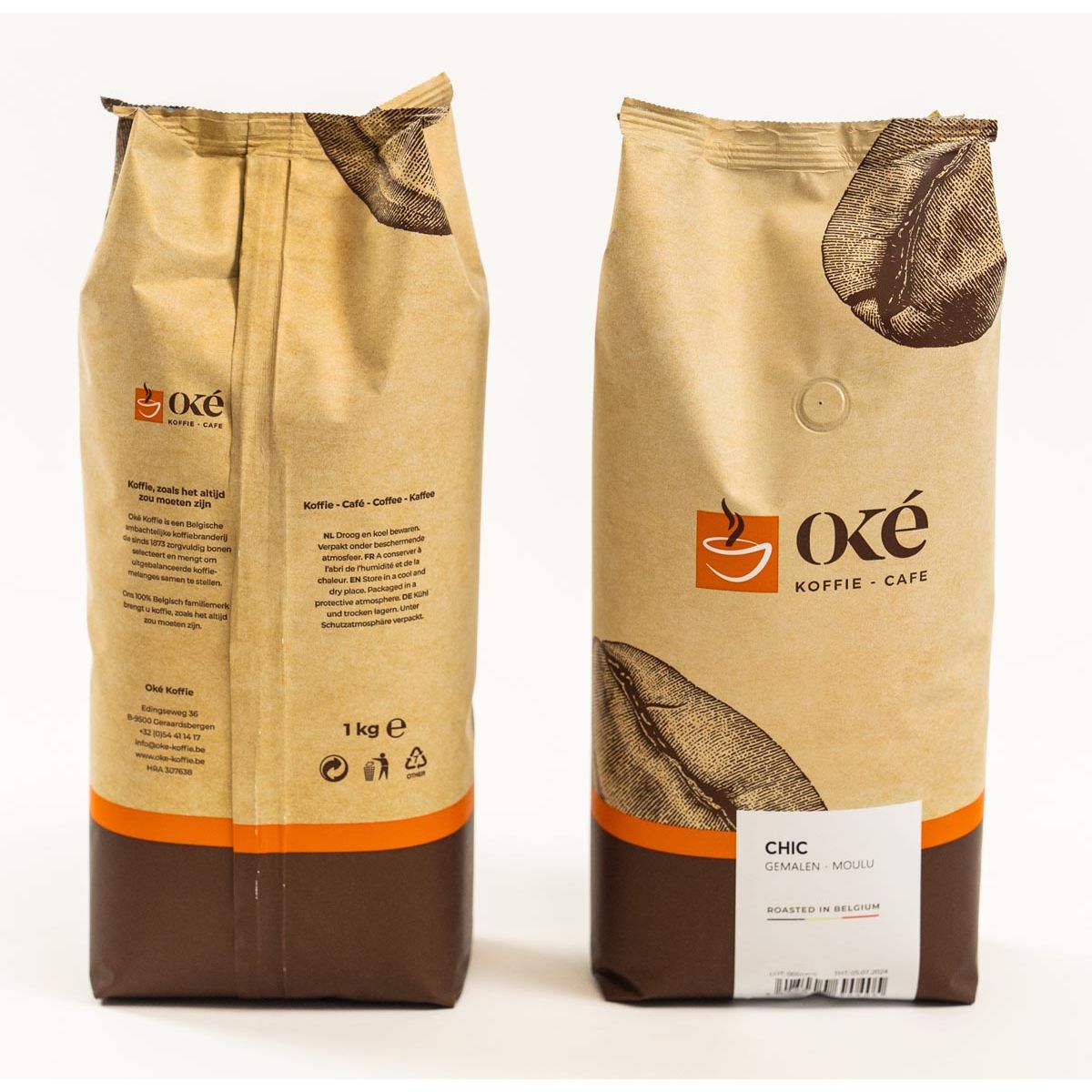 OKE Koffie - OK caffè, macinato, sacchetto da 1 kg, Chic