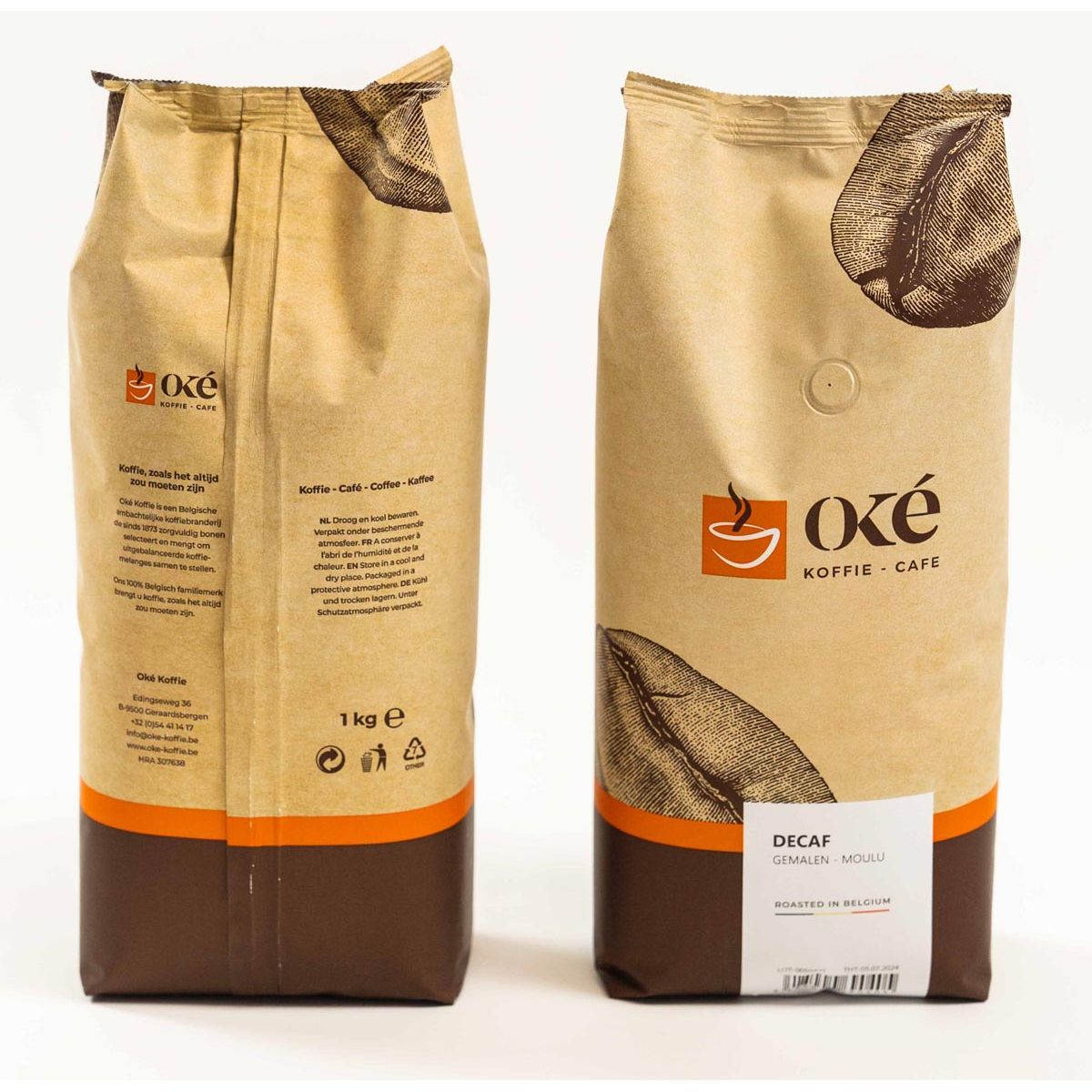 OKE Koffie - OK caffè, macinato, sacchetto da 1 kg, Deca