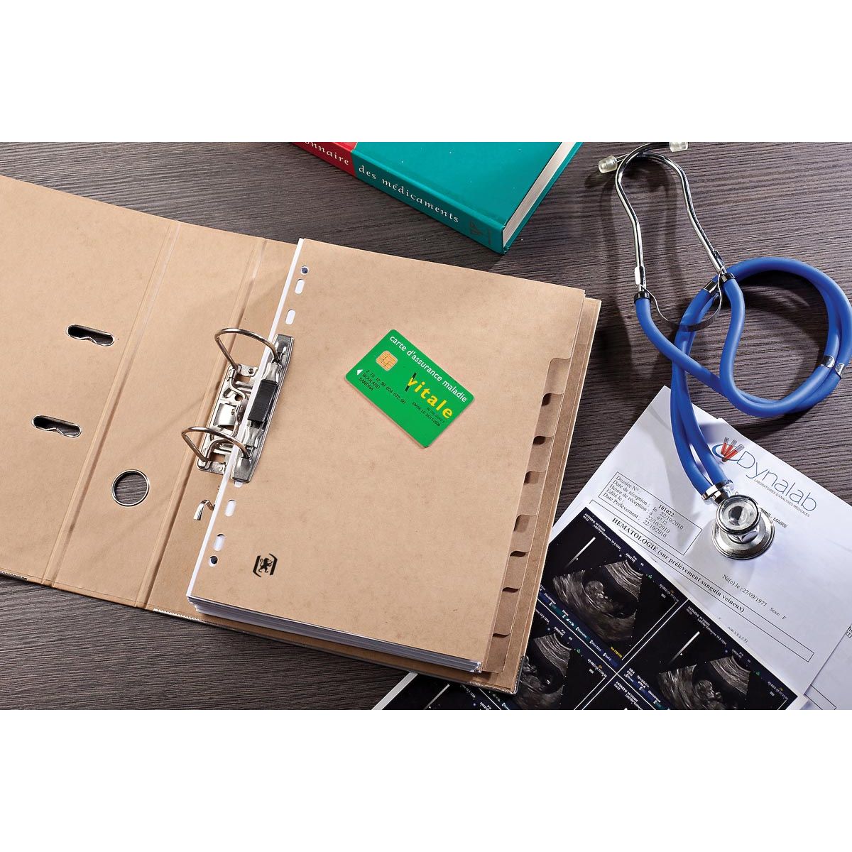 Oxford - linguette, in cartone, ft A4, non stampato, perforazione a 11 fori, 10 linguette