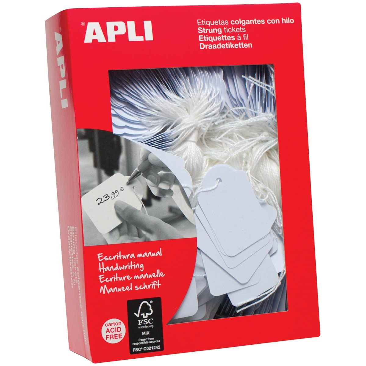 Apli - Etiqueta colgante + cordón 50x70mm 400 piezas