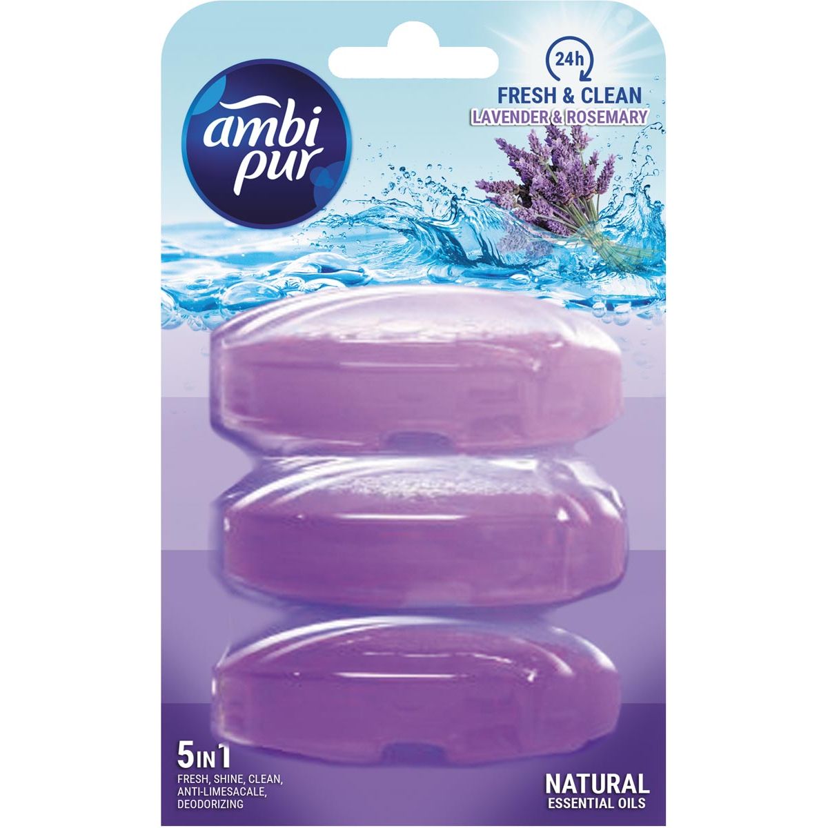 Ambi Pur - Recharge bloc toilette Fresh and Shine, 3 x 165 ml