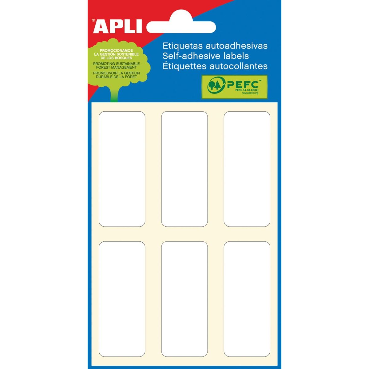 Apli - white labels ft 20 x 50 mm (w x h), 36 pieces, 6 per sheet (2677)