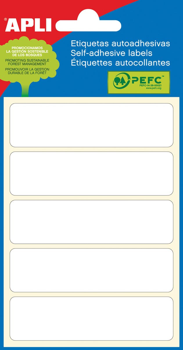 Apli - White labels ft 20 x 75 mm (w x h), 30 pieces, 5 per sheet (2678)