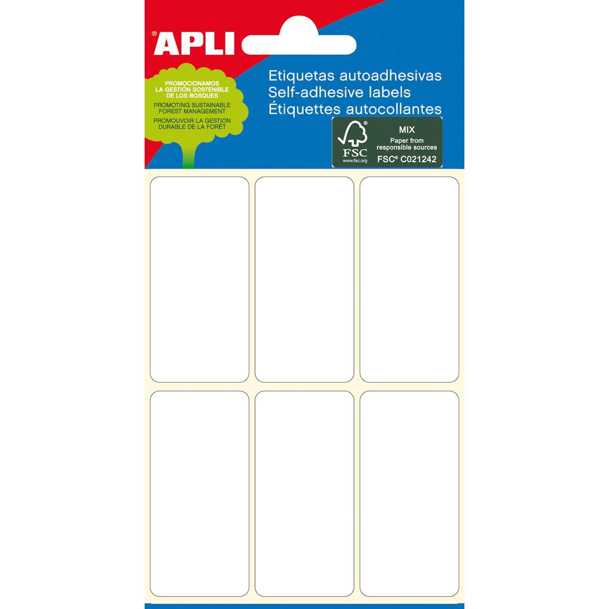 Apli - etichette bianche ft 26 x 54 mm (l x h), 36 pezzi, 6 per foglio (2681)