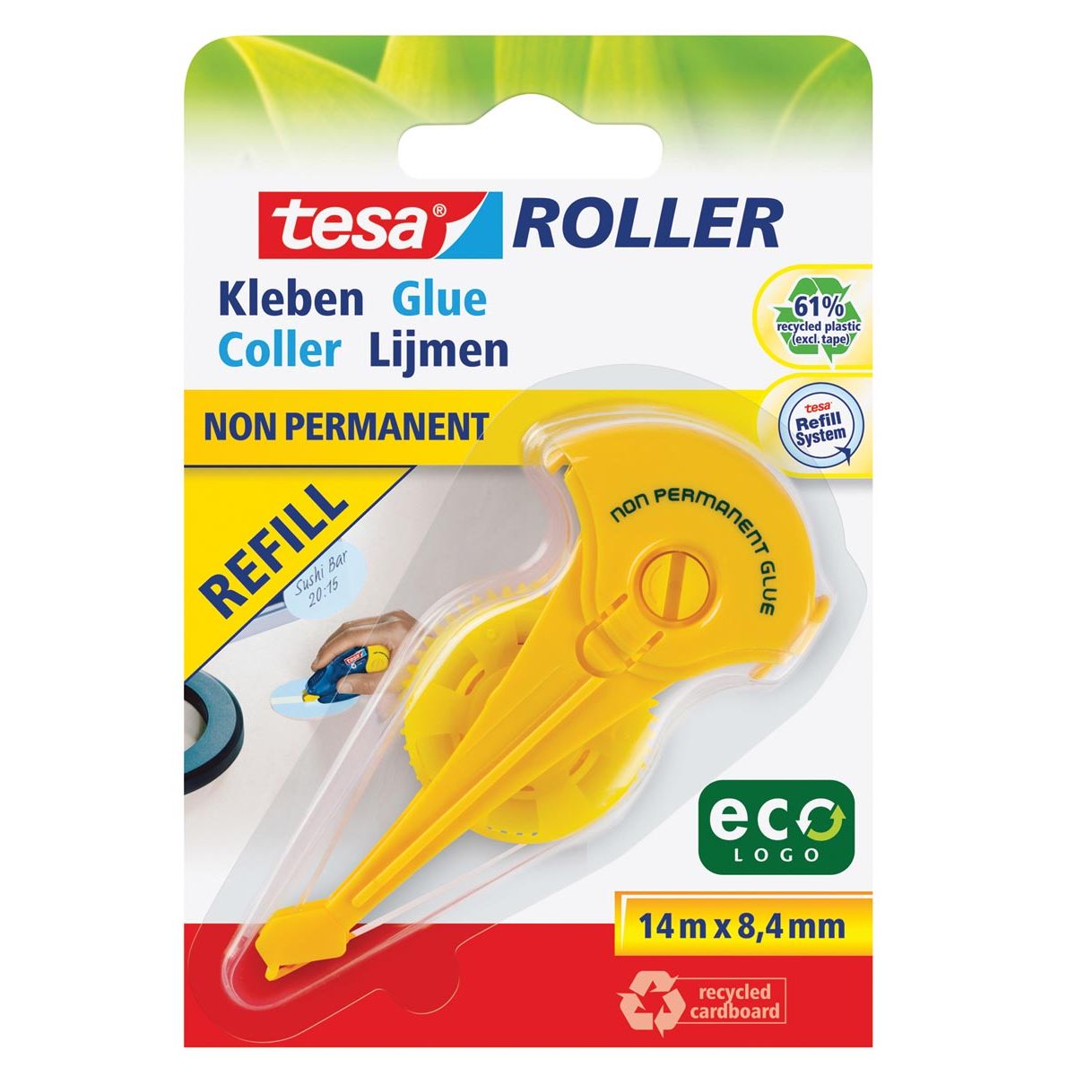 Tesa - Recharge rouleau colle non permanent ecoLogo, sur blister