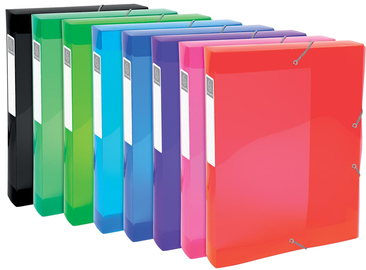 Exacompta - Iderama elastobox, uit PP, rug van 4 cm, geassorteerde kleuren