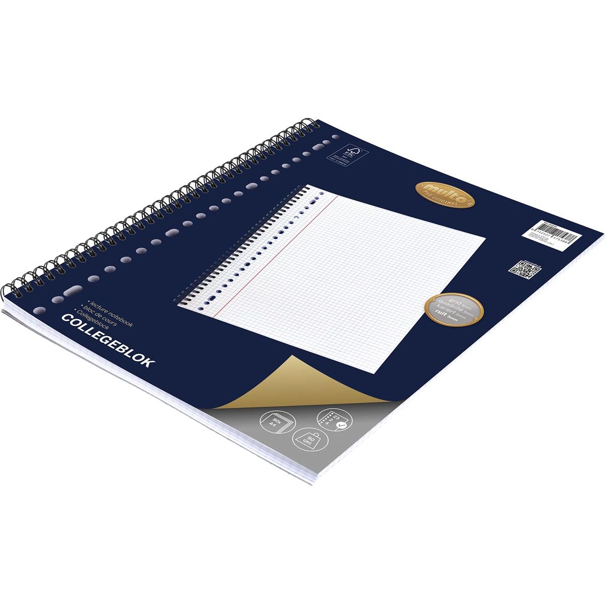 Multo - collegedictaat ft A4, geruit 5 mm, 23-gaats, 80 vel