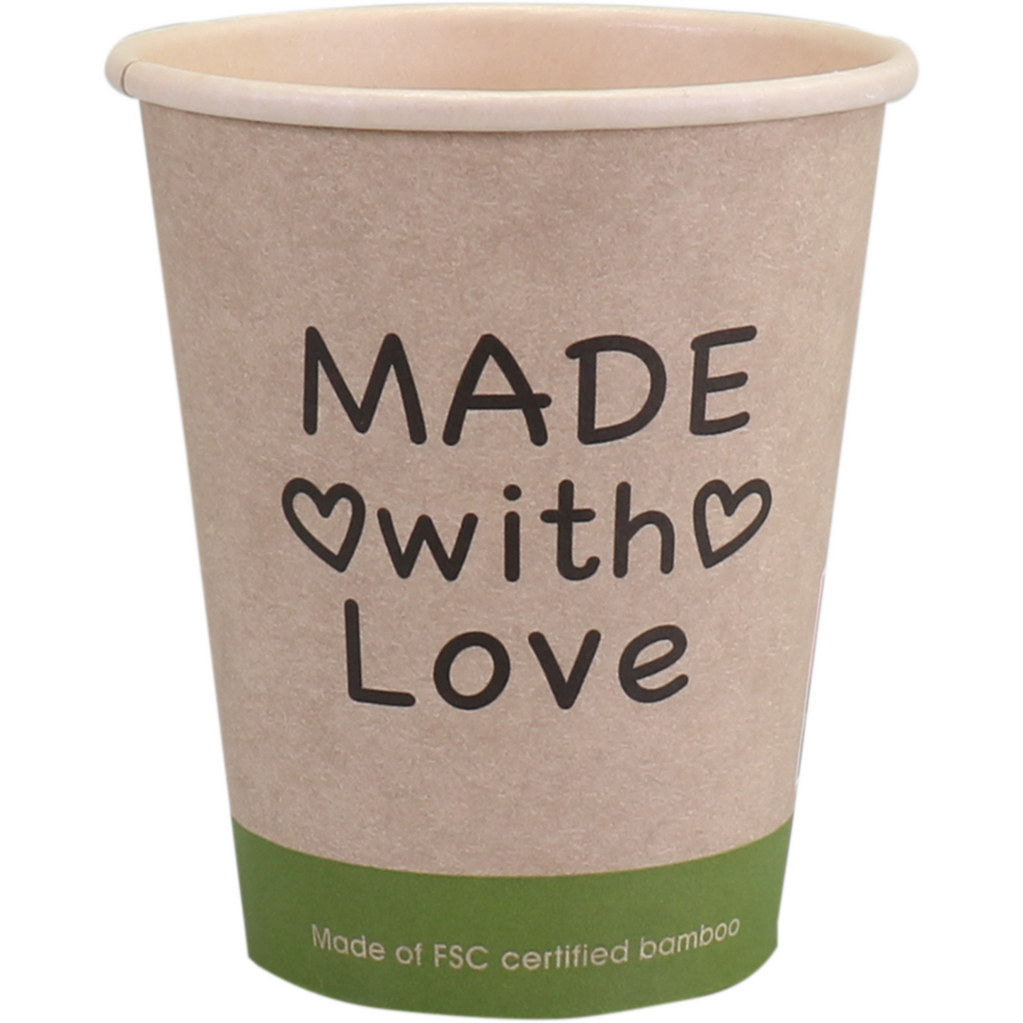 Klika - Beker | Made with Love | Bamboepapier + PE | 250ml | 8oz | Ø80mm | 1000 stuks