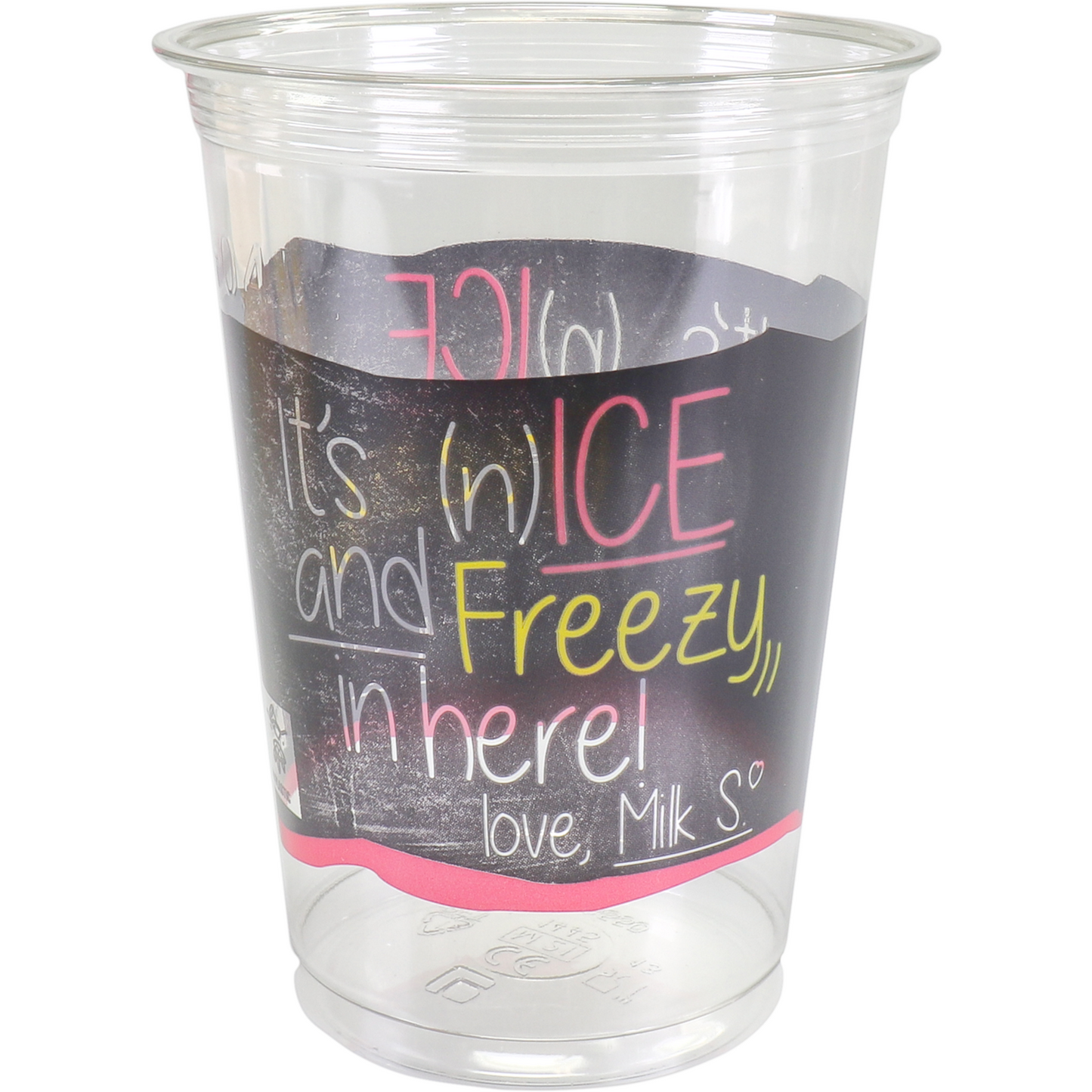 Depa - | Milkshakebeker | ICE is (N)ICE | Gerecycled PET | 400ml | 16oz | Ø90mm | transparant/roze | 800 stuks