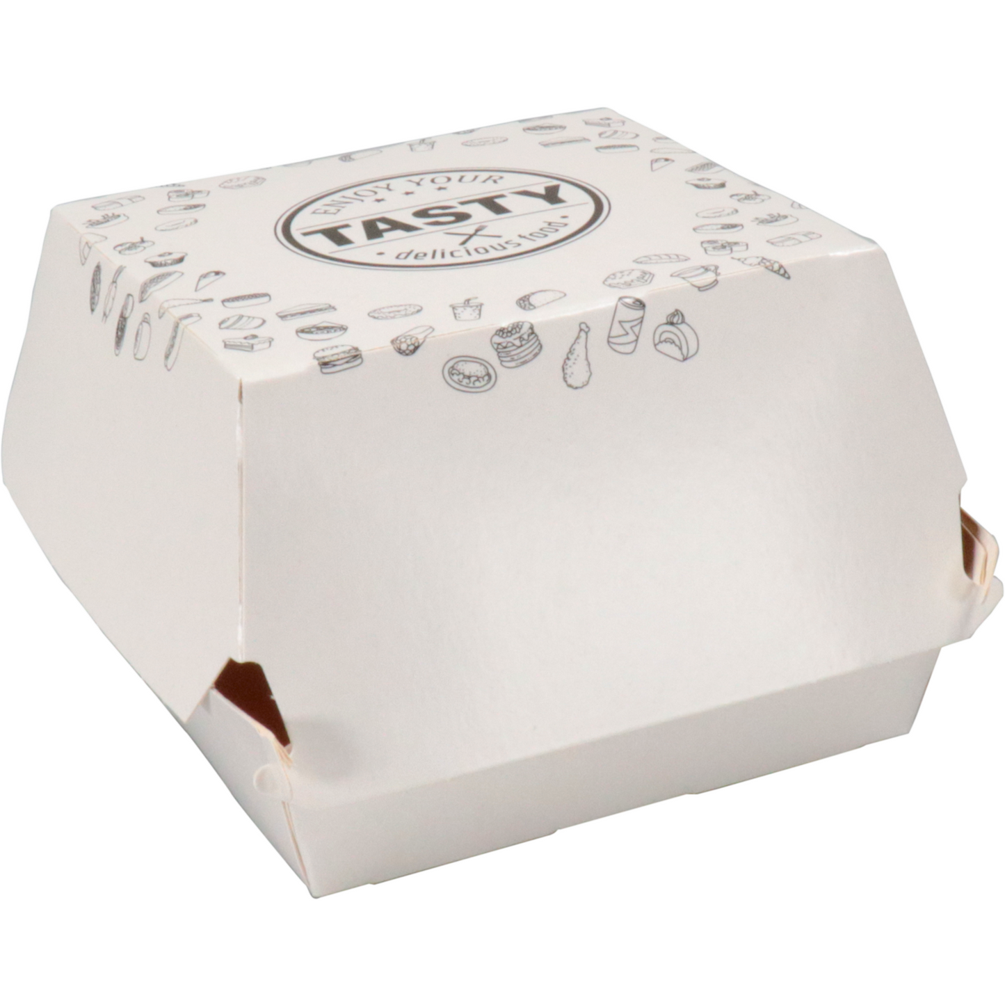 Klika - Bak | Karton + kleicoating | TASTY | hamburgerbak | 90x90x70mm | wit | 300 stuks