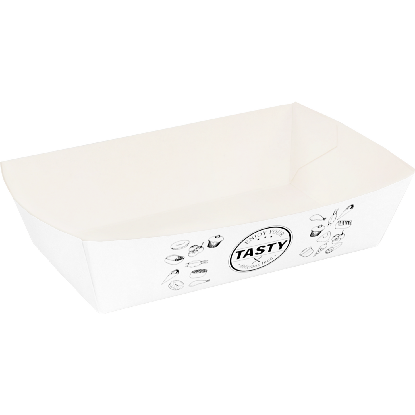 Klika - Bak | Karton + kleicoating | A9 | TASTY | snackbak | 120x70x35mm | wit | 400 stuks