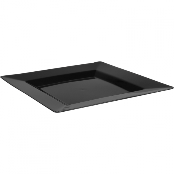Depa - Plastic Bord, herbruikbaar vierkant 1-vaks, PP 24x24cm 200 stuks Zwart