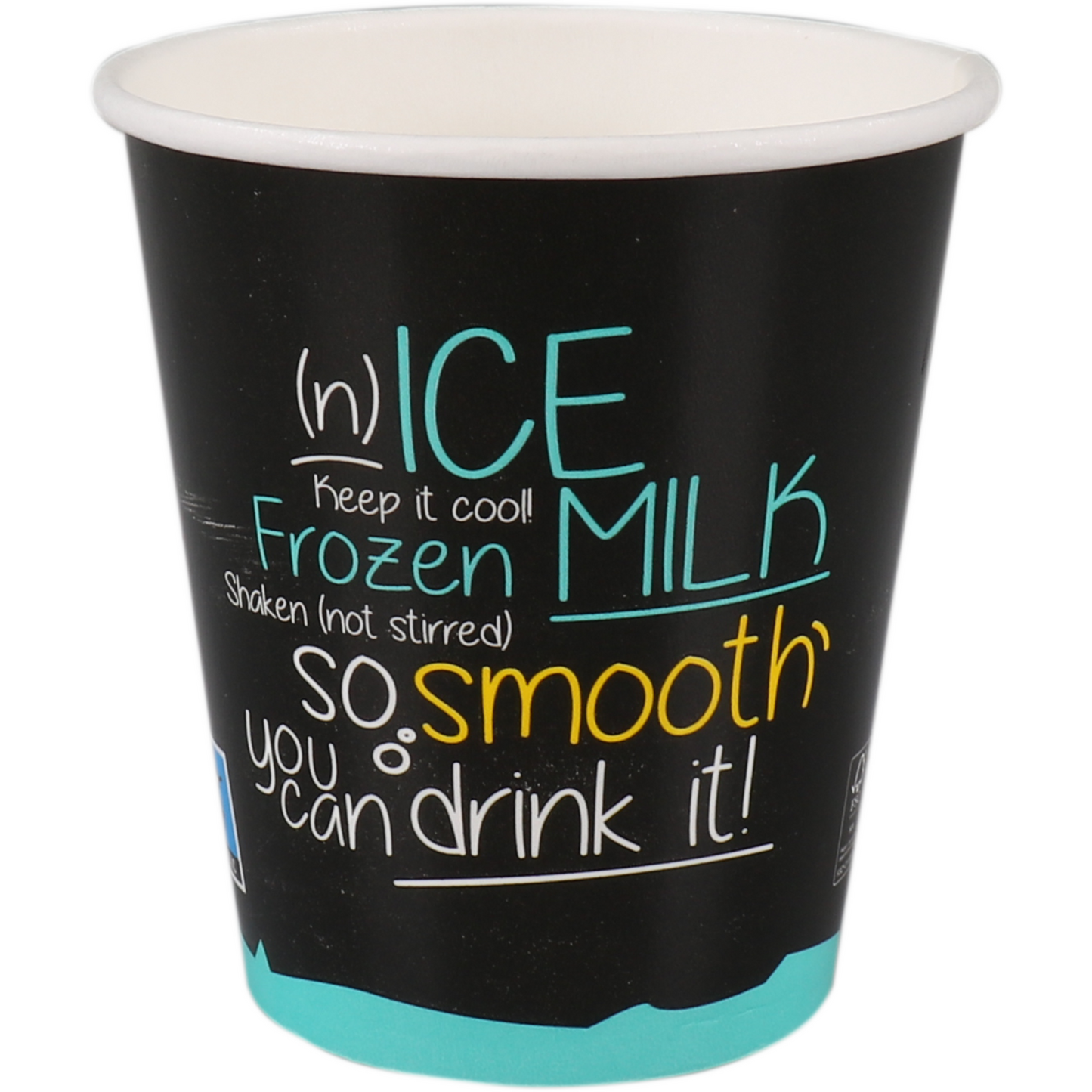 Depa - | Milkshakebeker | ICE is (N)ICE | Karton + PE | 300ml | 12oz | Ø90mm | zwart/lichtblauw | 1000 stuks