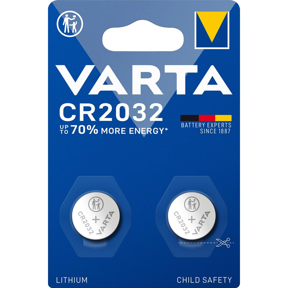 Varta - pila de botón Litio CR2032, blister de 2 piezas