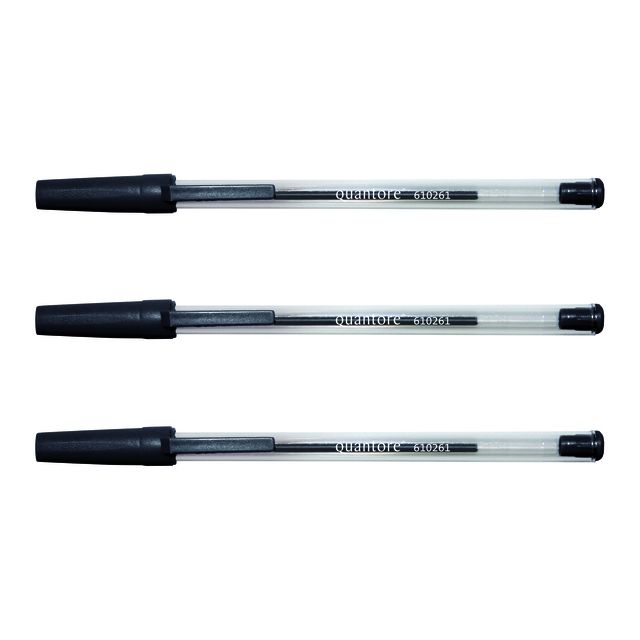 Quantore - Balpen stick zwart | 50 stuks